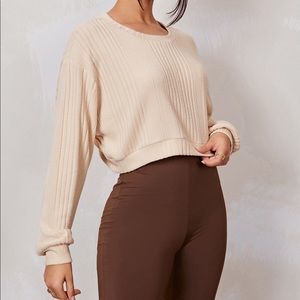 Cream cropped knit sweater